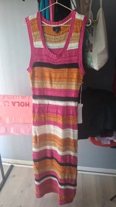 Vestido tejido a rayas multicolor Lumiere - miniatura 1