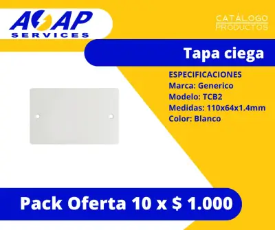 Pack 10 Tapas Ciegas Blancas 110x64mm - miniatura 1