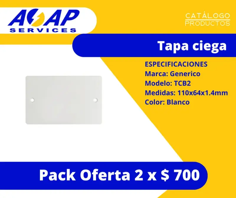 Pack 2 Tapas Ciegas Blancas 110x64mm