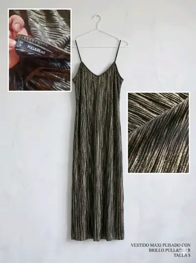 Vestido maxi plisado con brillo Pull&Bear talla S - miniatura 1
