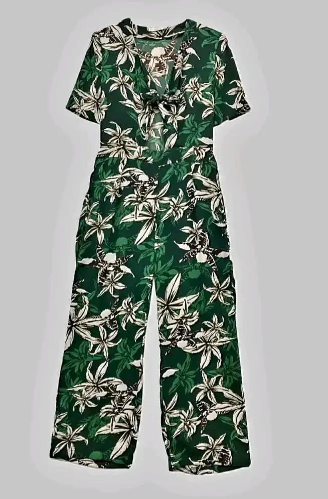 Enterito floral verde Mango casual - 1