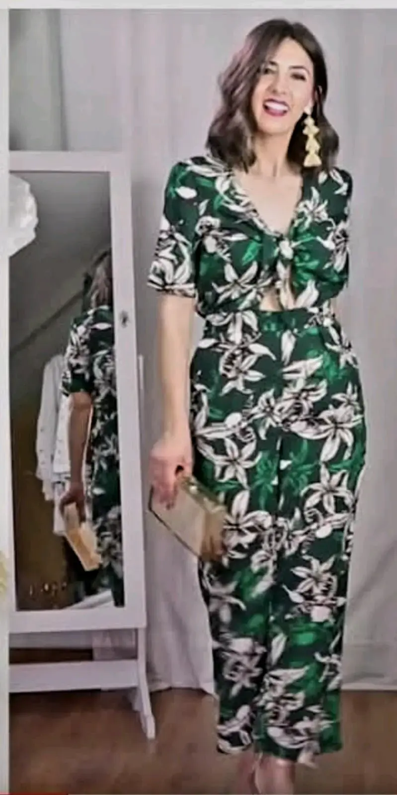 Enterito floral verde Mango casual - 2