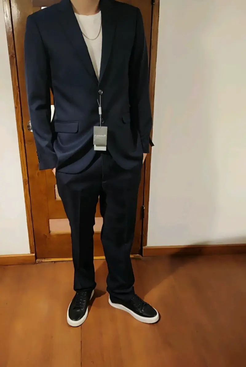 Traje formal para hombre azul y gris - 1