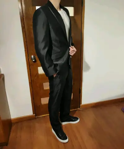 Traje formal para hombre azul y gris - miniatura 6