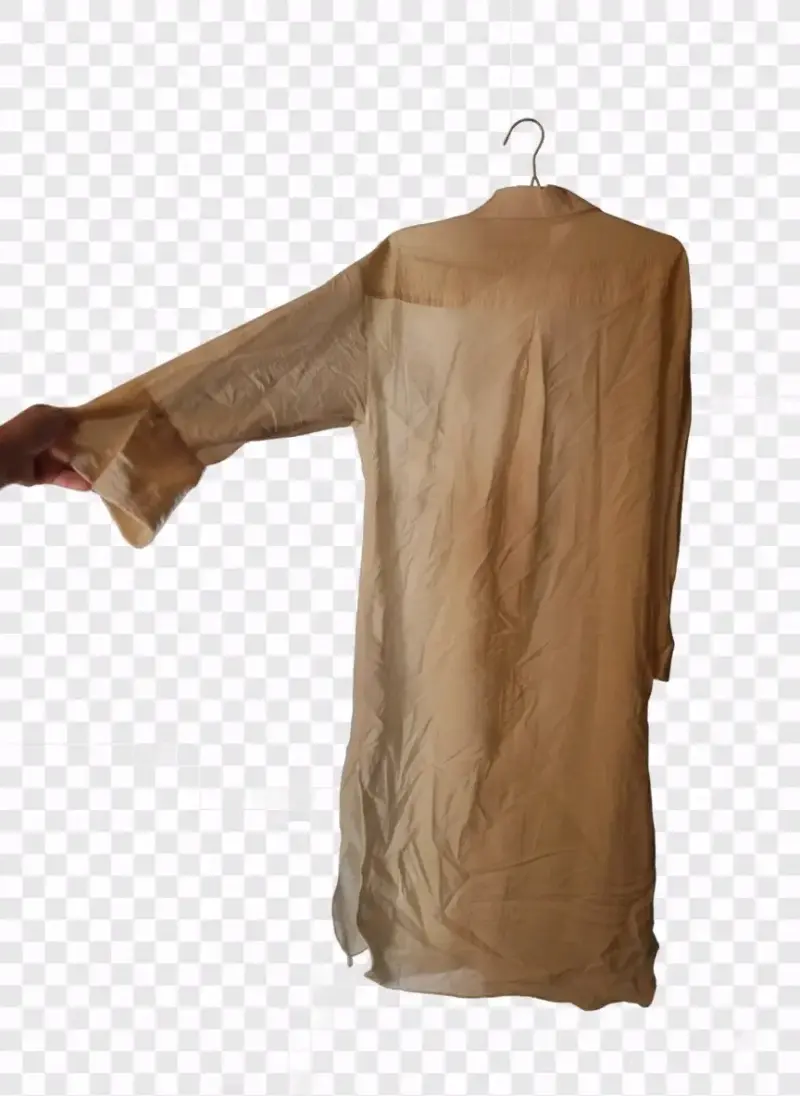 Vestido camisero beige con lazo - 2