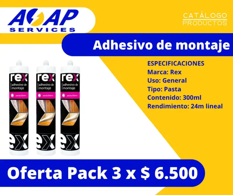Pack 3 Adhesivos de Montaje Rex 300ml Pasta
