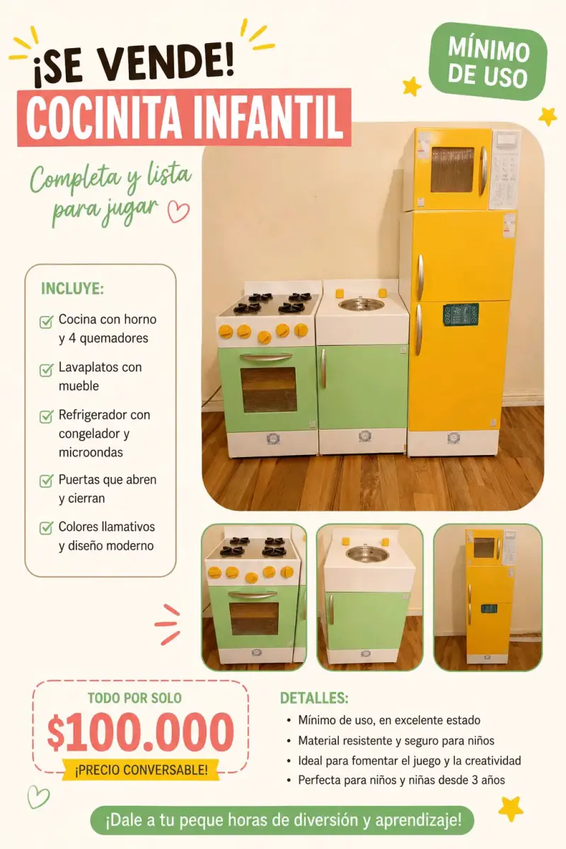 Cocinita infantil de madera en excelente estado