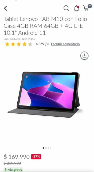 Tablet Lenovo TAB M10 con funda y 4G LTE - miniatura 4