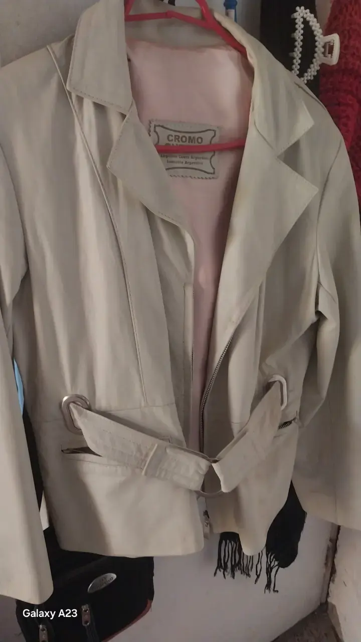 Chaqueta de cuero beige Cromo para mujer - 1