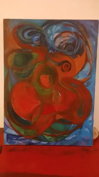 Cuadro Abstracto Pintado a Mano en Lienzo - miniatura 1