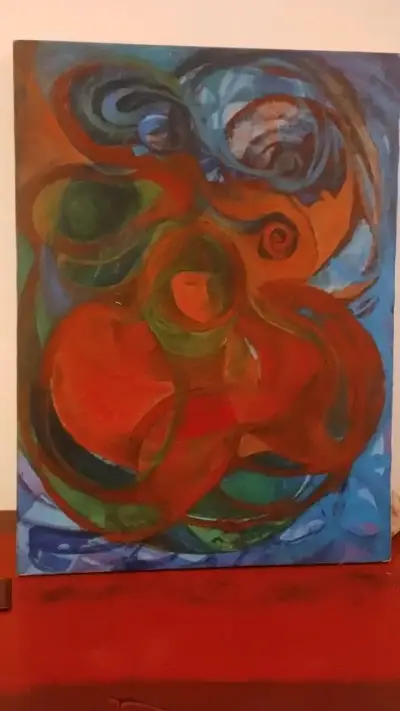Cuadro Abstracto Pintado a Mano en Lienzo - miniatura 2