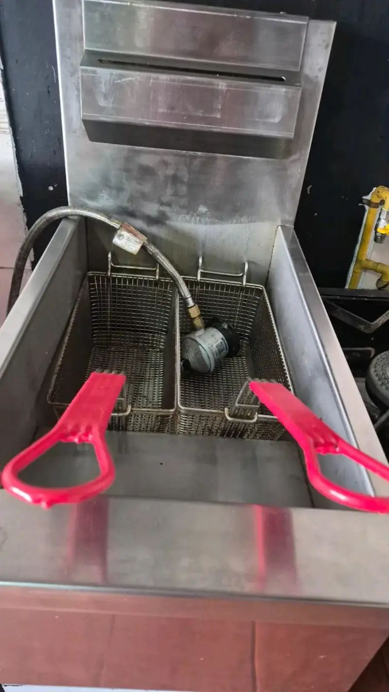 Freidora industrial de acero inoxidable con 2canas