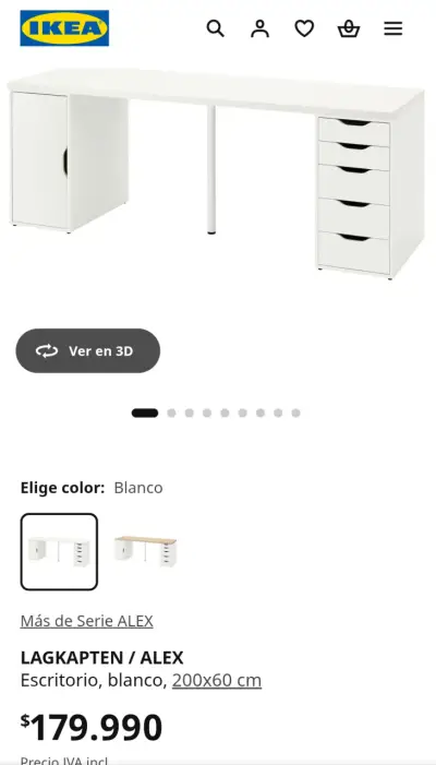 Escritorio blanco IKEA Lagkapten con almacenamiento - miniatura 4