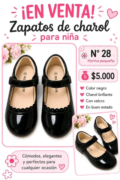Zapatos de charol negro para niña talla 28 - miniatura 1