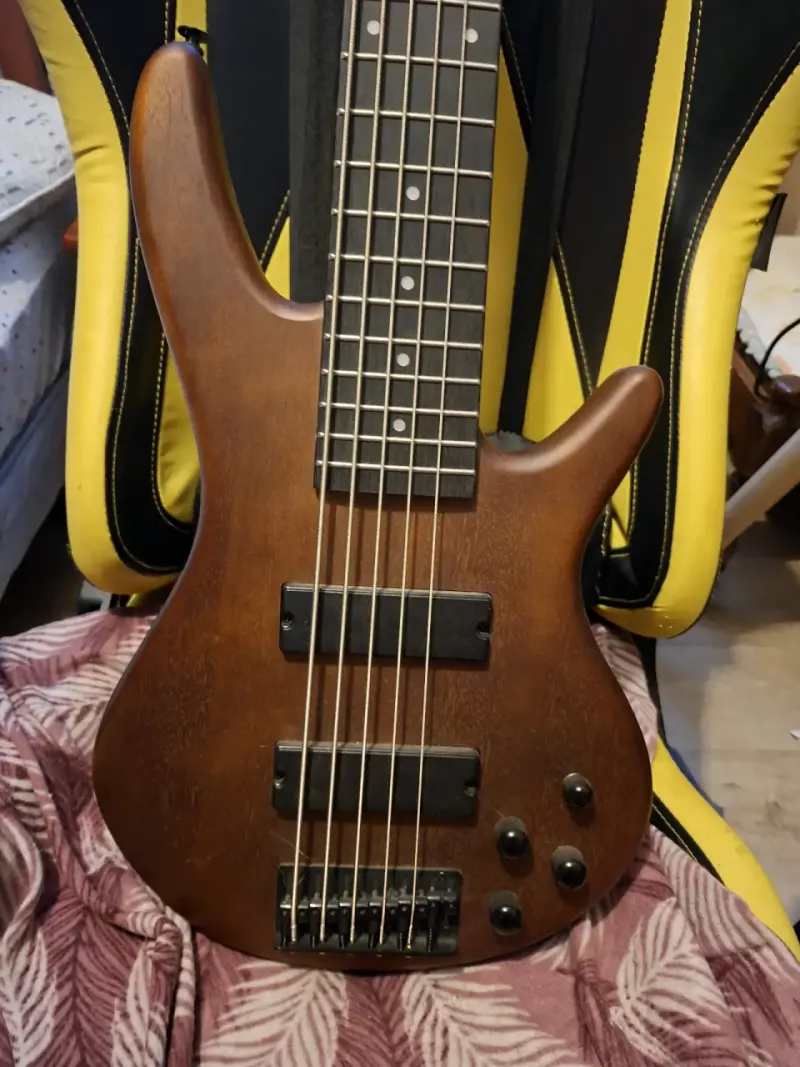 Bajo eléctrico de 6 cuerdas Ibanez marrón - 4
