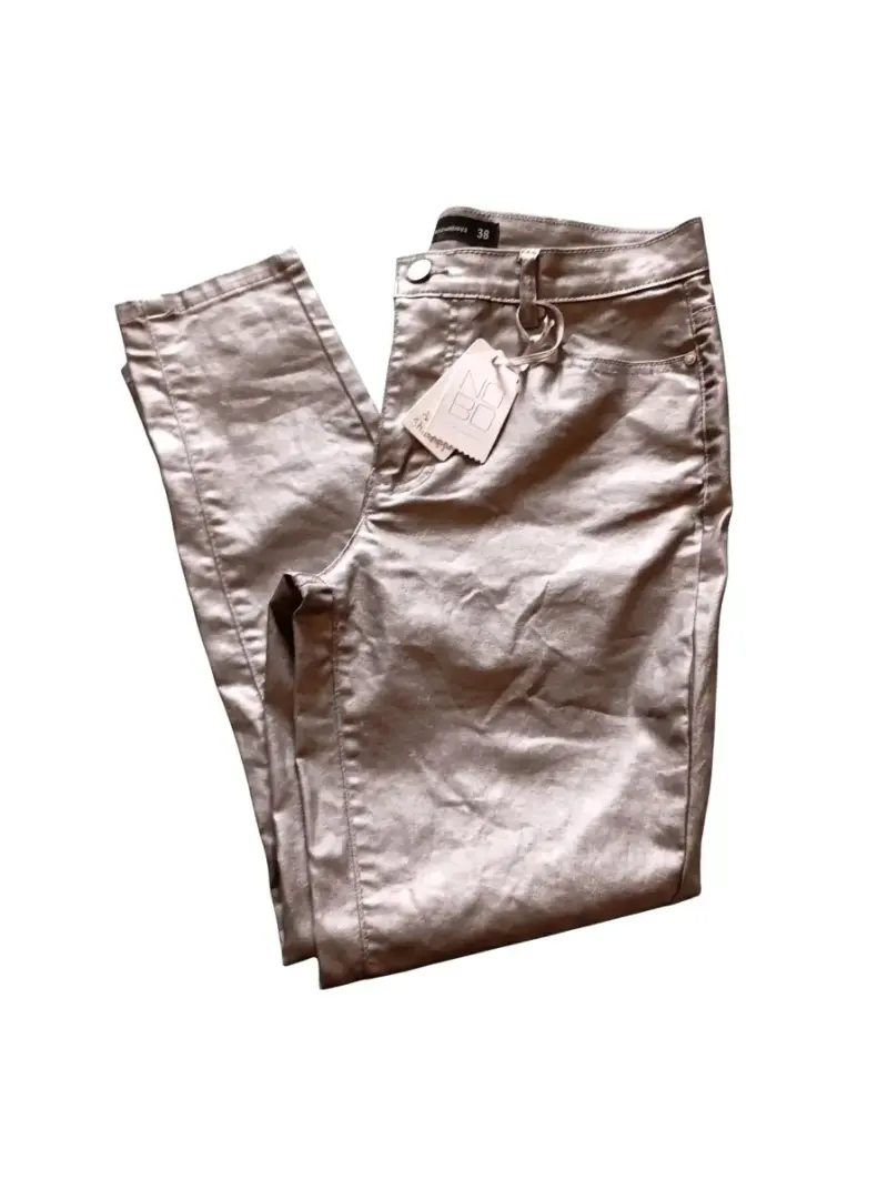 Pantalones plateados de mujer estilo skinny - 2