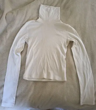 Polera cuello alto blanca Zara para mujer - miniatura 1