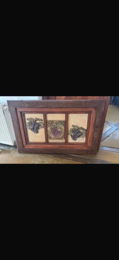 Cuadro decorativo de madera con uvas  uvas - miniatura 1