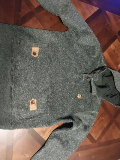 Polerón con capucha gris oscuro y detalles de cuer - miniatura 1