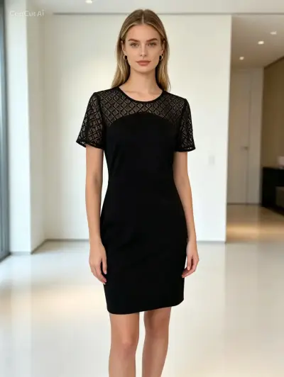 Vestido Banana Republic negro elegante con encaje - miniatura 1