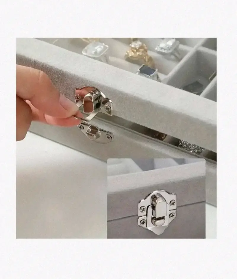 Caja organizadora de joyas rosa con tapa transparente - 5