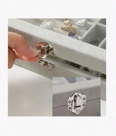 Caja organizadora de joyas rosa con tapa transparente - miniatura 5