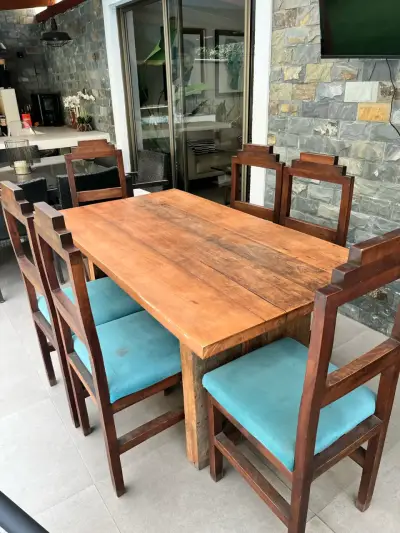 ROBLE Mesa de comedor de madera rústica - miniatura 3
