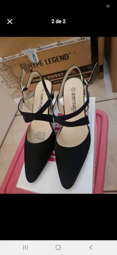 Zapatos de tacón negro Bonny Franco talla 37 - miniatura 1
