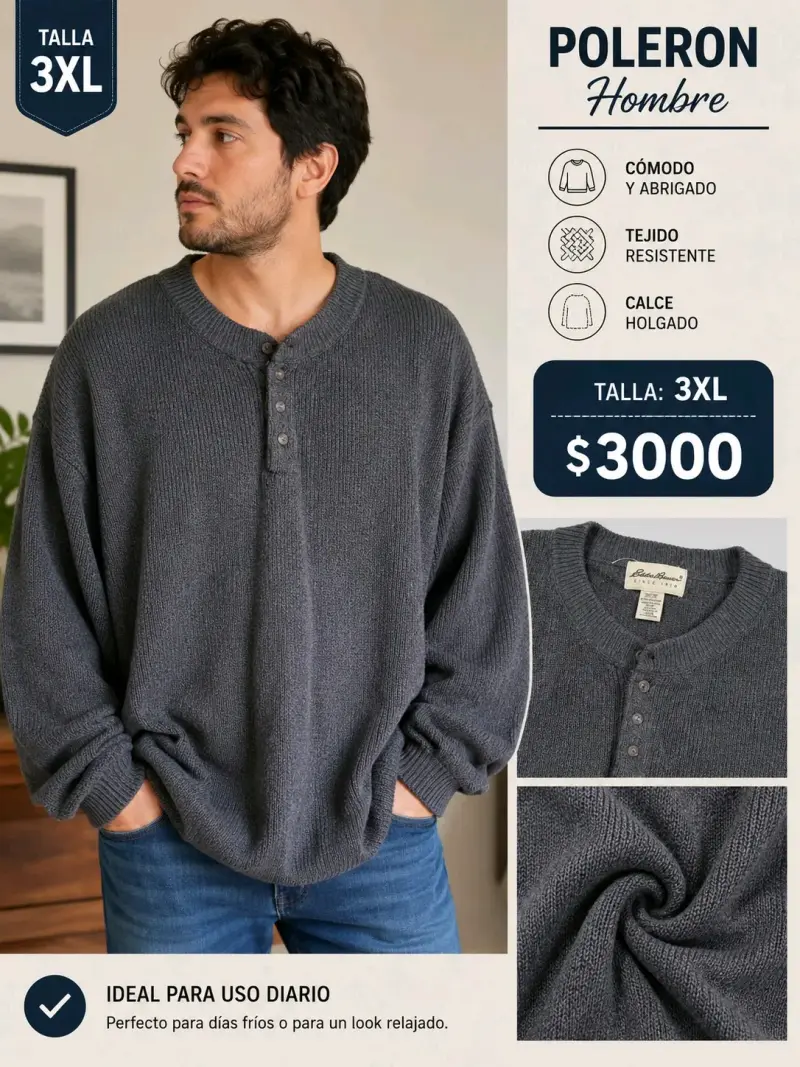 Polerón de Hombre 3XL Gris Cálido