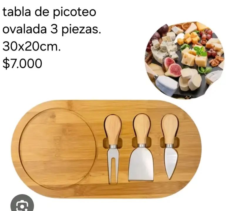 Tabla de Picoteo Ovalada de Bambú 3 Piezas - 2