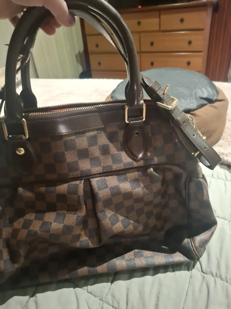 Bolso de mano con diseño a cuadros marrón - 2