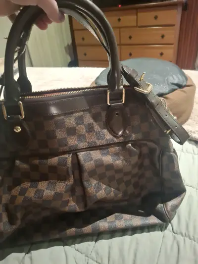 Bolso de mano con diseño a cuadros marrón - miniatura 2