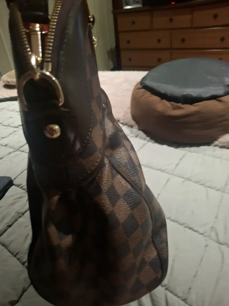 Bolso de mano con diseño a cuadros marrón - 3