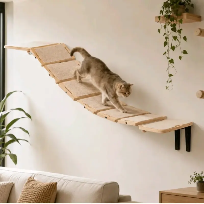 Rampa de pared para gatos de madera - 2