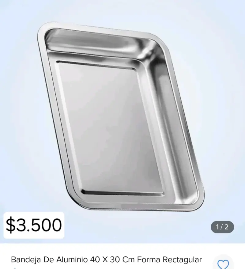 Bandeja de aluminio rectangular 40x30 cm