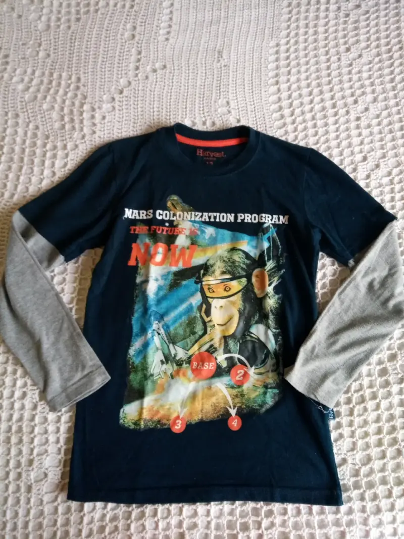 Polera manga larga infantil con diseño de mono y patines - 3