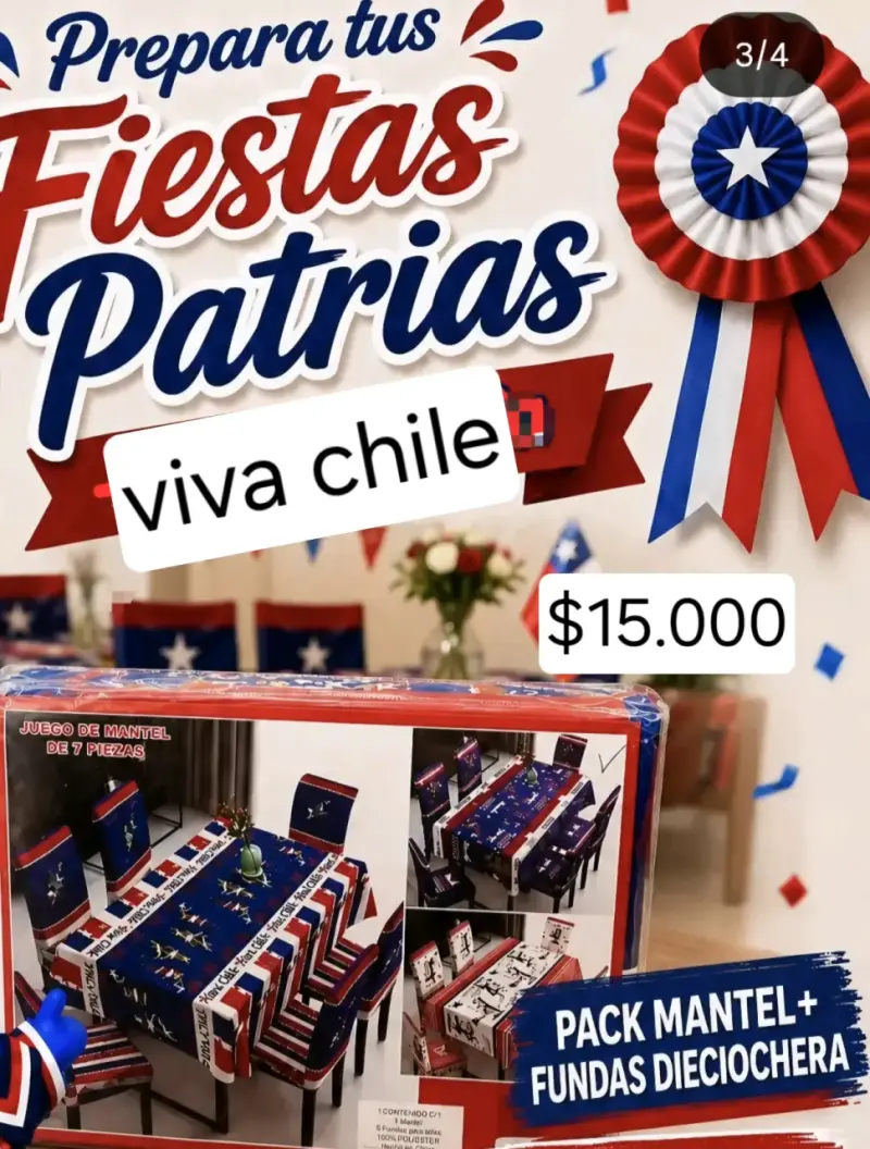 Pack de Mantel y Fundas para Fiestas Patrias