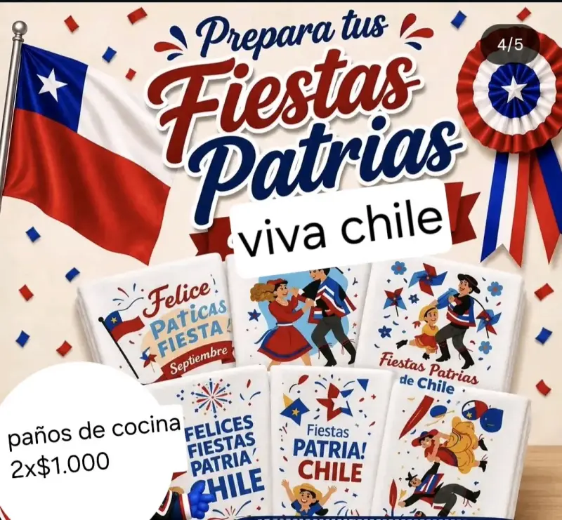 Pañuelos de Cocina Fiestas Patrias Chile
