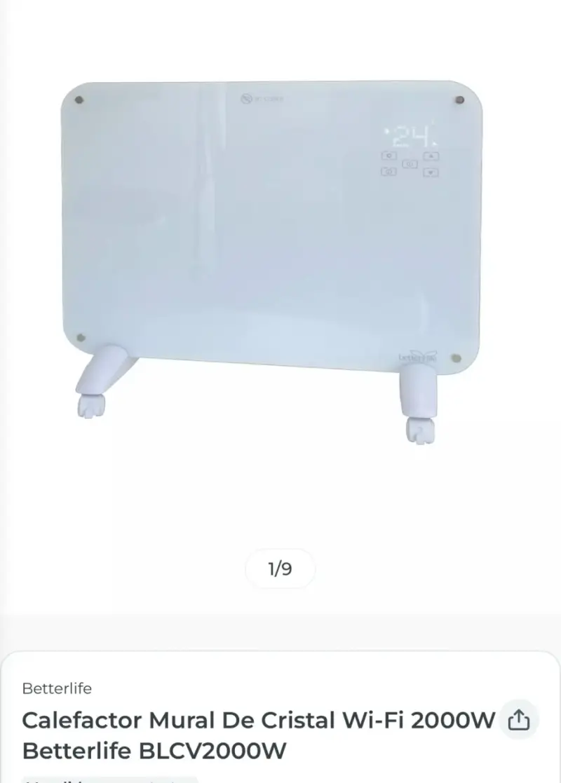 Calefactor Mural de Cristal Wi-Fi 2000W Betterlife - 1