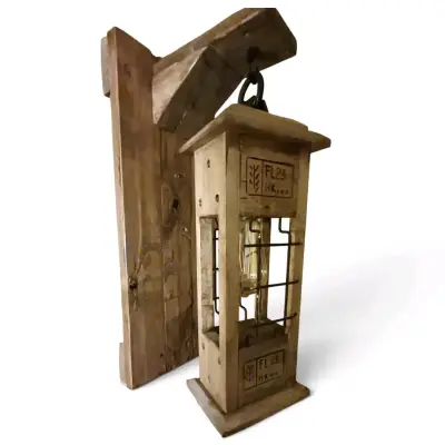 Lámpara de pared rústica de madera - miniatura 4