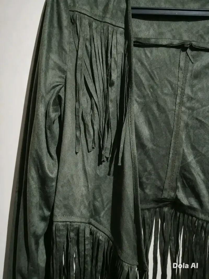 Chaqueta Verde con Flecos para Mujer - 2