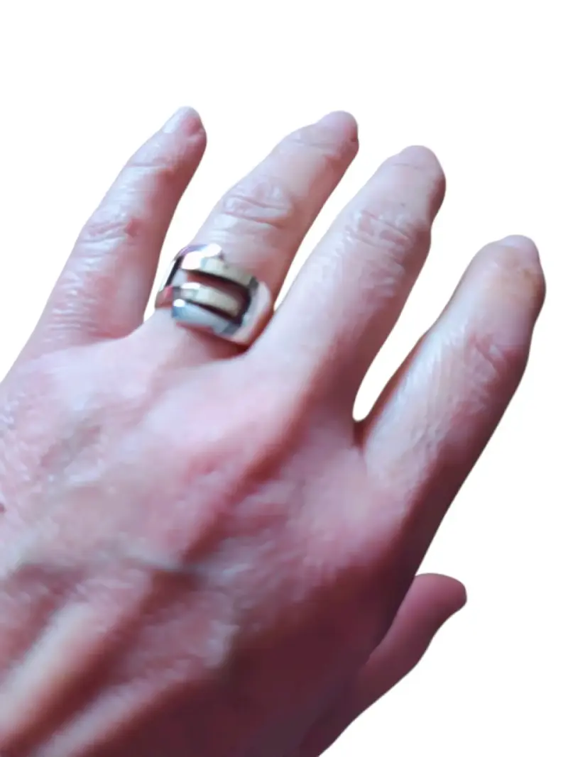 Anillo de plata con oro, diseño moderno, ajustable - 1