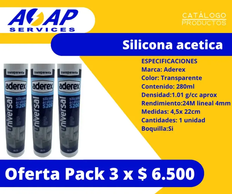 Pack 3 Siliconas Acetica Transparente 280ml