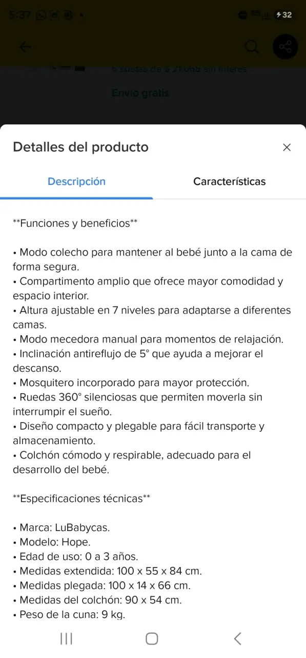 Cuna colecho LuBabycas ajustable para bebé - 4