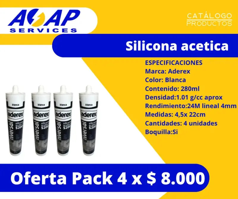Pack 4 Siliconas Acetica Blanca 280ml - 1