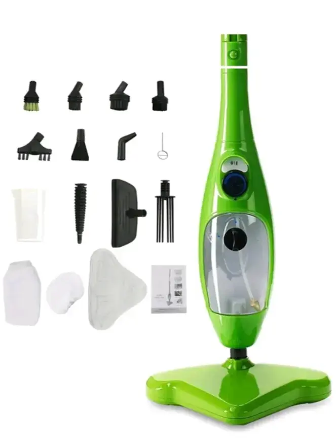 Mopa a vapor multifuncional verde con accesorios