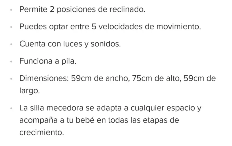 Silla mecedora para bebé con luces y sonidos - 1