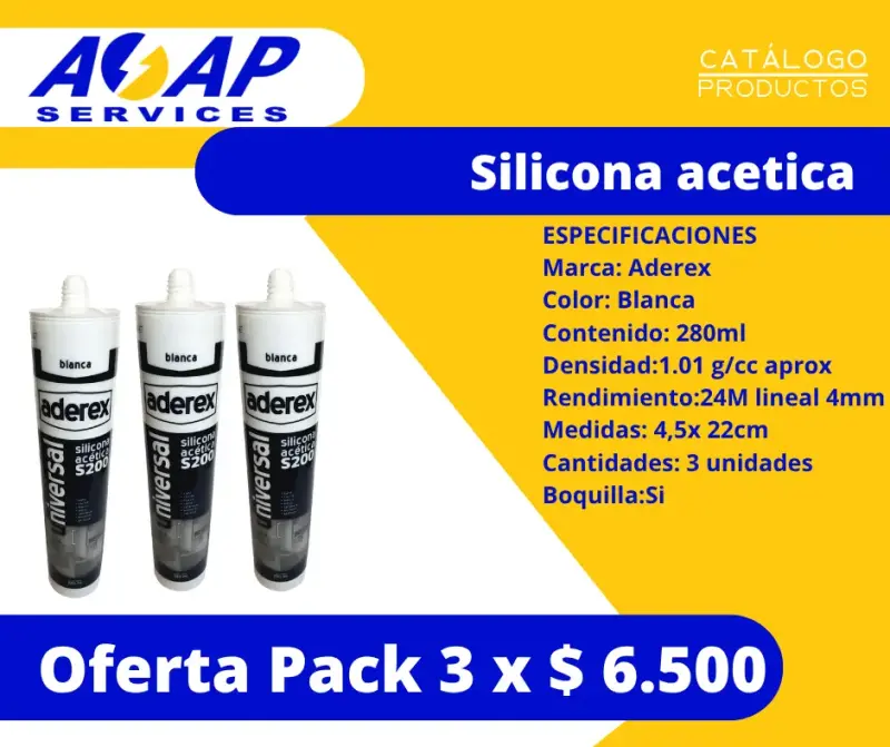 Pack 3 Siliconas Acetica Blanca 280ml - 1
