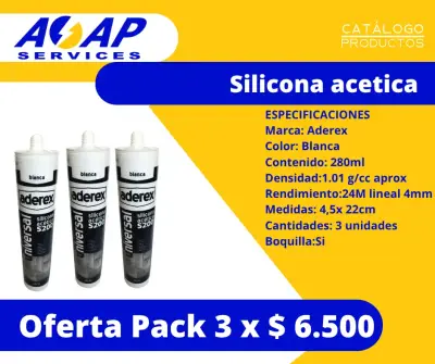 Pack 3 Siliconas Acetica Blanca 280ml - miniatura 1