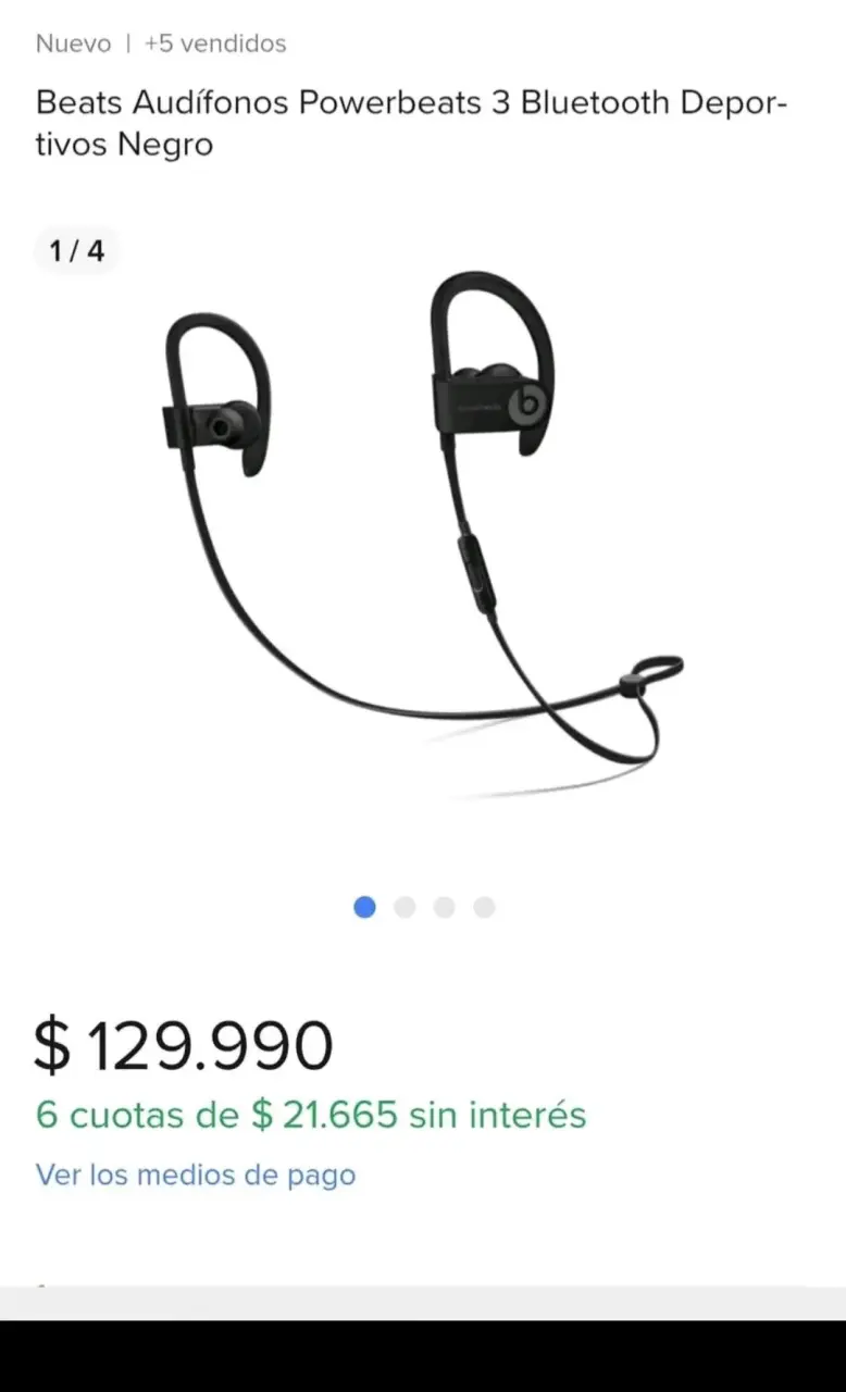 Audífonos Bluetooth Beats Powerbeats 3 Negros - 4
